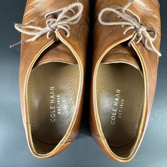 Cole Haan Shoes Men's 9.5 W Brown Leather Warren Cap Toe Derby Lace Up C20153 - Picture 6 of 12